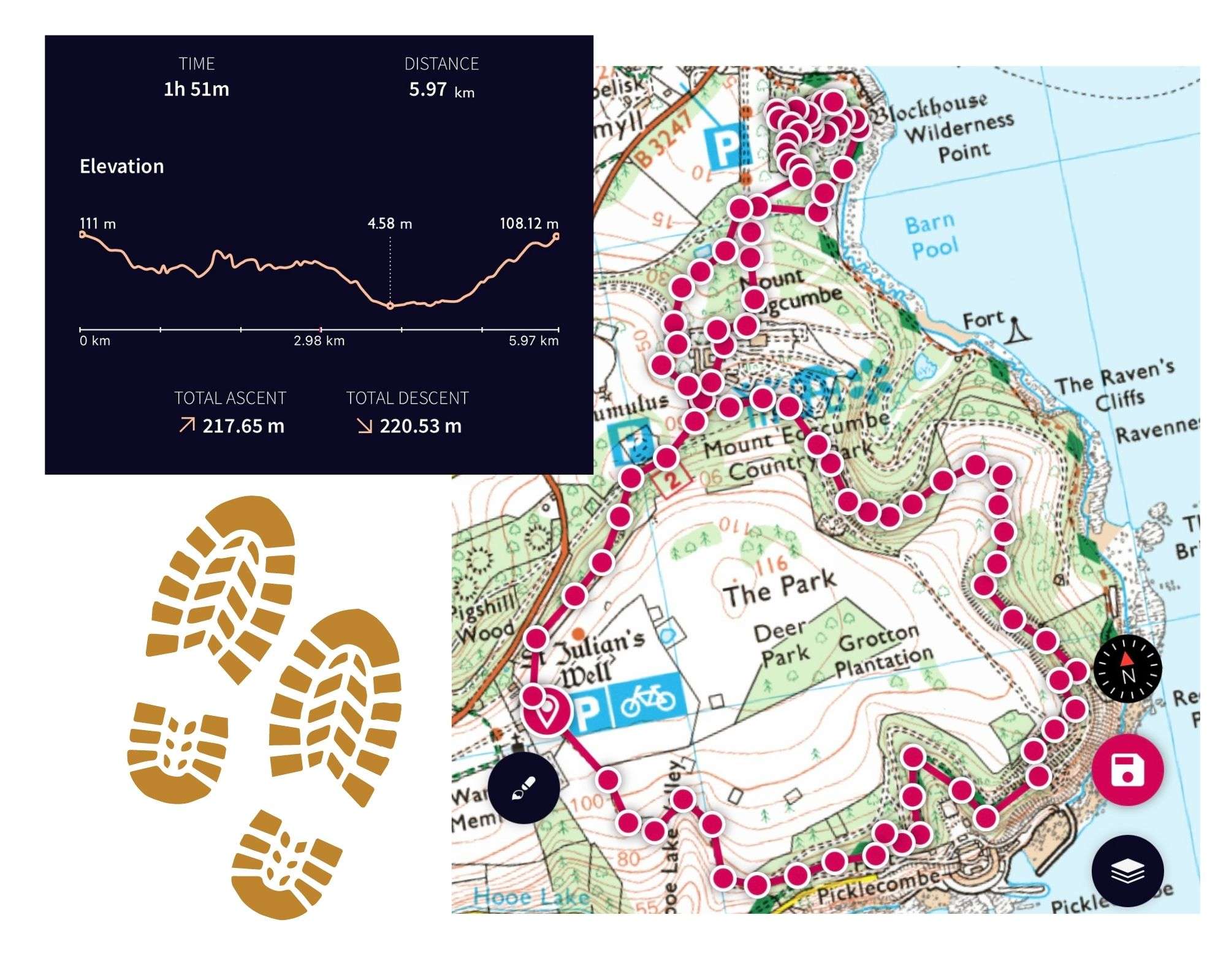 Mount Edgcumbe Walk Route
